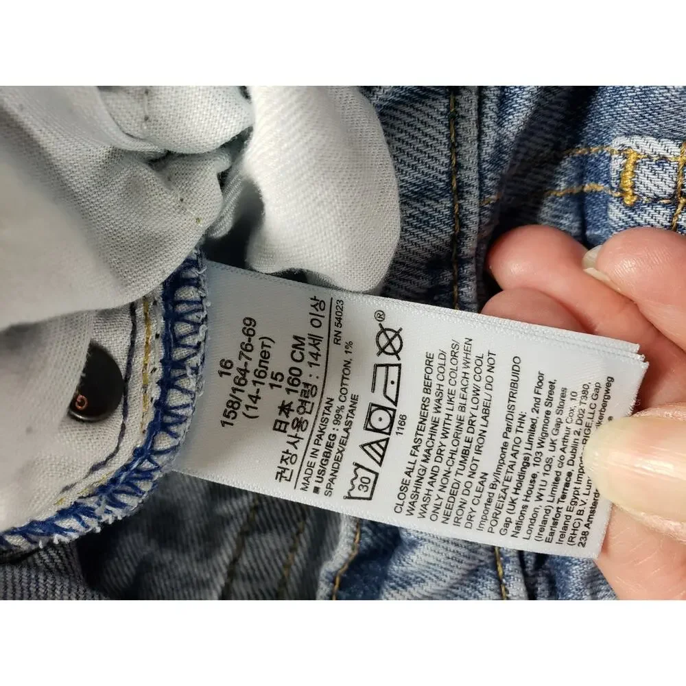 Gap Jeans Size 16 Youth Boys Teen Blue Stretch Denim Pant Mid Rise Relaxed Taper